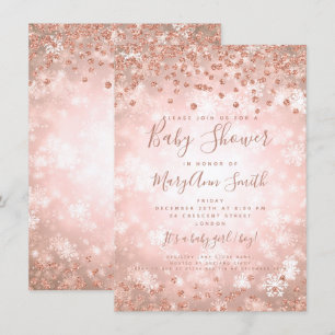 Invitation Baby shower Rose Gold Parties scintillant Winter W