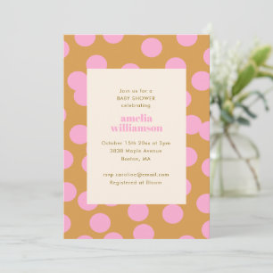 Invitation Baby Shower Rose Gold Pastilles Rétro Moderne Élég