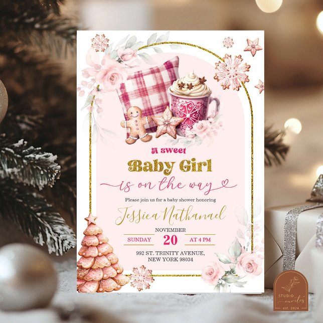Invitation Baby shower rose Hot Chocolate Girl (Créateur téléchargé)
