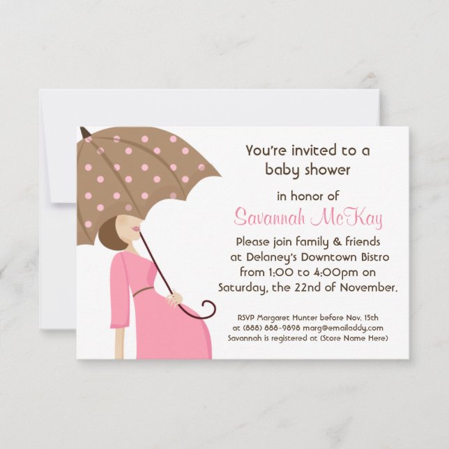 Invitation Baby shower rose - Le bébé de maman moderne (Devant)