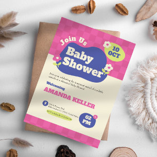 Invitation Baby shower rose mignon