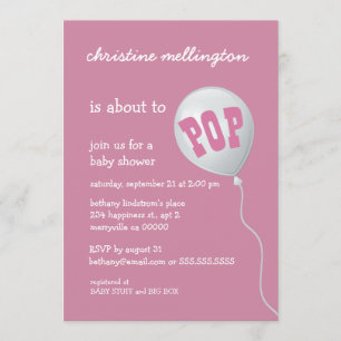 Invitation Baby shower rose mignon avec le ballon pour la