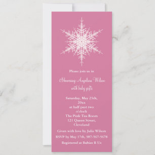 Invitation Baby shower rose neigeux