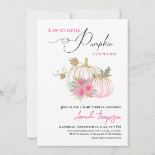 Invitation Baby shower rose or doux Little Citrouille