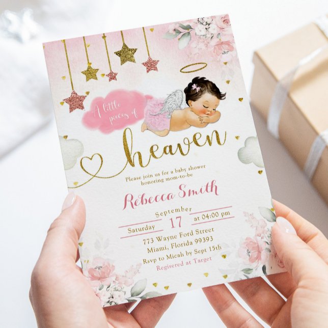 Invitation Baby shower rose or mexicain Baby Angel (Créateur téléchargé)