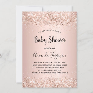 Invitation Baby shower rose or parties scintillant rousse fil