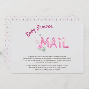 Invitation Baby shower rose par courrier pour filles