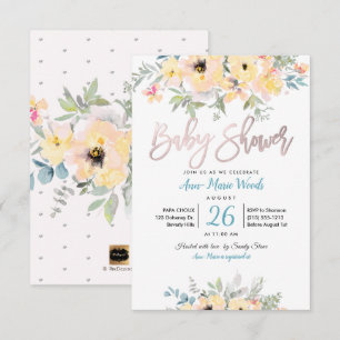Invitation Baby shower Rose PixDezines Watercolor Garden