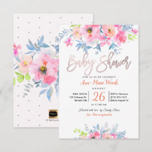Invitation Baby shower Rose PixDezines Watercolor Garden