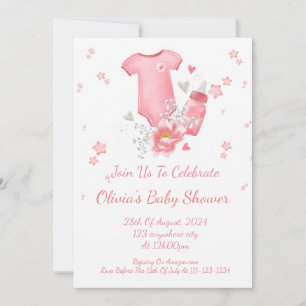 INVITATION BABY SHOWER ROSE POUR LES FILLES