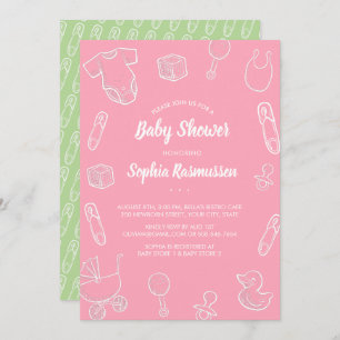 Invitation Baby shower rose pour les jouets pour b