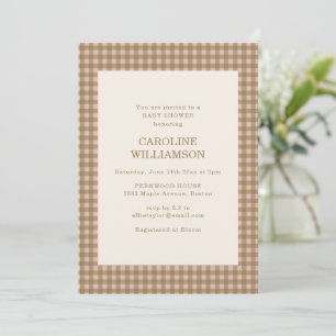 Invitation Baby Shower Rose Poussiéreuse Marron Chaud à Carre