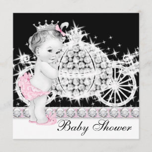 Invitation Baby Shower Rose Princesse Cheval et Carrosse