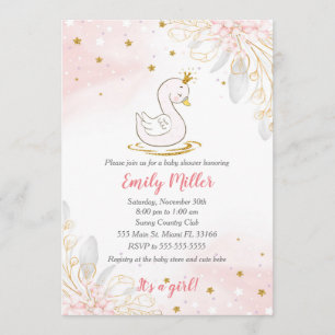 Invitation baby shower rose rose rose princesse cy