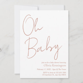 Invitation Baby shower Rose simple et moderne Oh Baby Blush