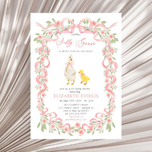 Invitation Baby shower Rose sot rose oie Bow