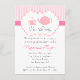 Invitation Baby Shower Rose Sucré, Thé à Part pour la Future