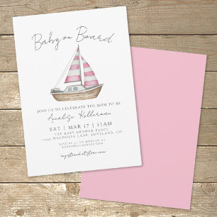 Invitation Baby shower rose sur le thème de la marine