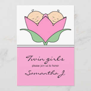 Invitation Baby shower rose Tulip de Budding Twins