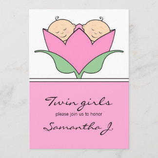 Invitation Baby shower rose Tulip de Budding Twins