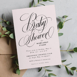 Invitation Baby shower rose vif simple et élégant