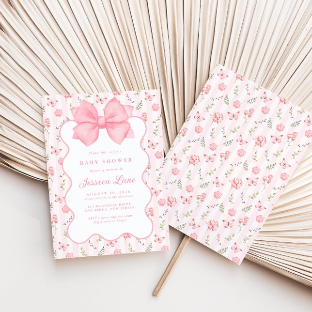 Invitation Baby shower Rose vintage de Bow rose (Créateur téléchargé)