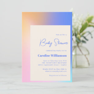 Invitation Baby shower rose violet Abstrait rétrograde