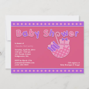 Invitation Baby shower rose violet plat
