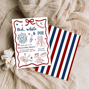 Invitation Baby Shower Rouge Blanc & À Venir Patriotique