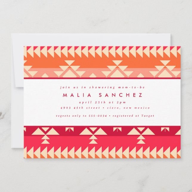 Invitation Baby shower rouge chic amérindien du sud-ouest (Devant)