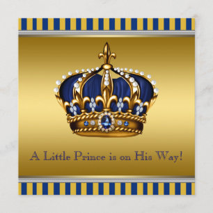 Invitation Baby shower royal bleu et or