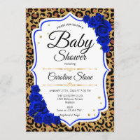 Baby shower - Royal Blue Gold Empreinte de léopard