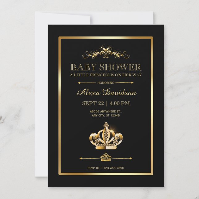 Invitation Baby shower Royal Crown Princess (Devant)