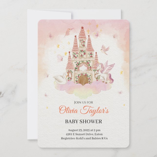 Invitation Baby shower royal dans le château de Dream (Devant)