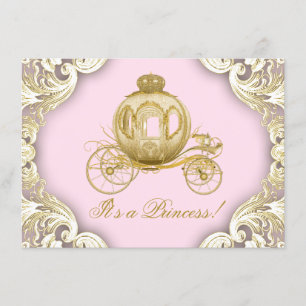 Invitation Baby shower royal de la princesse rose et or