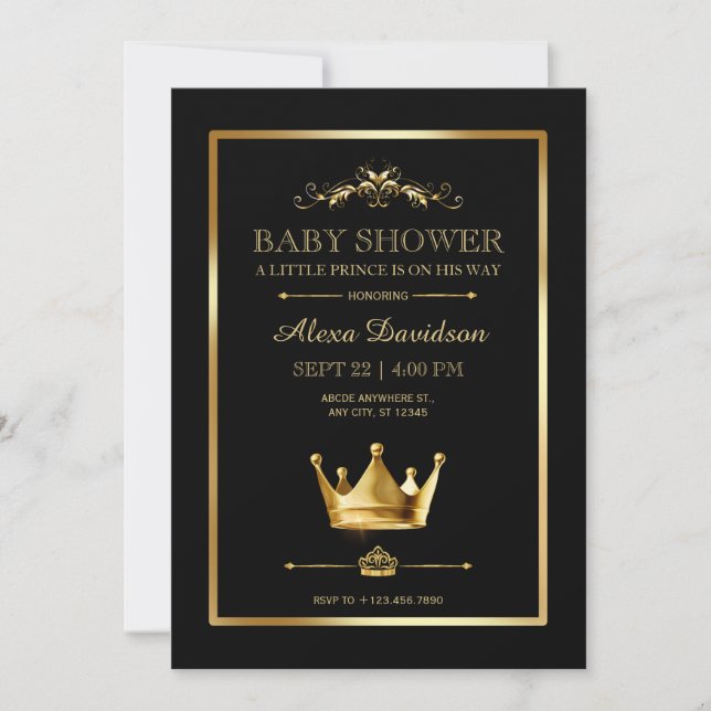 Invitation Baby shower royal du prince héritier (Devant)