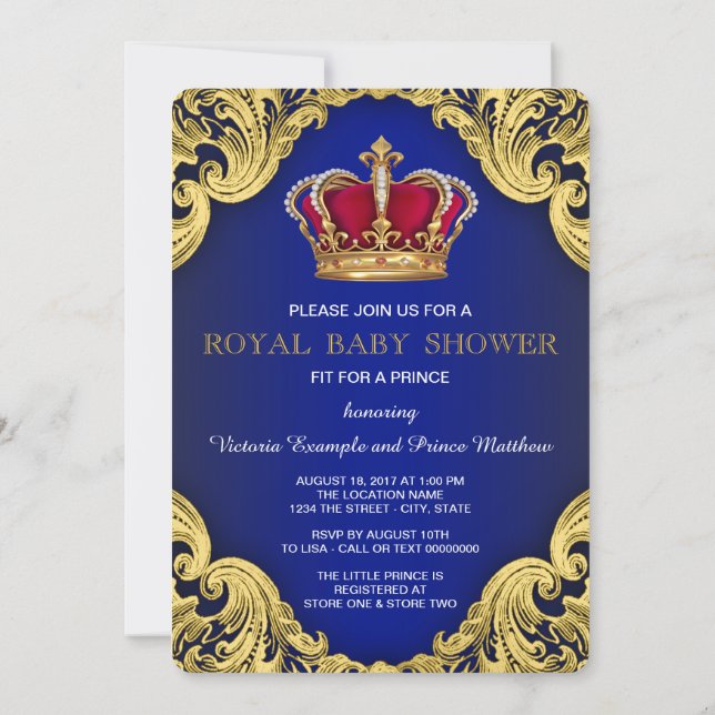 Invitation Baby shower Royal Fancy Prince (Dos)