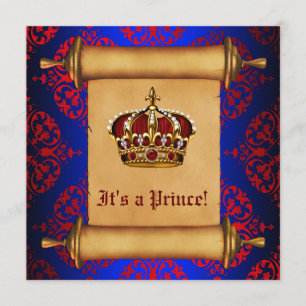 Invitation Baby shower Royal Red et Blue Prince
