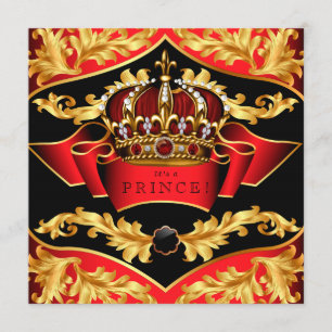 Invitation Baby shower royal rouge et or