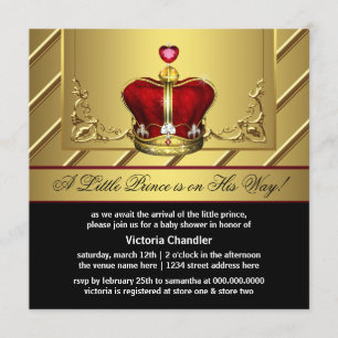Invitation Baby shower royal rouge et or