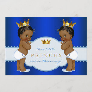 Invitation Baby shower Royal Twin African American Prince