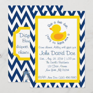 Invitation Baby shower Rub-a-dub - Bleu
