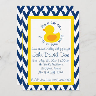Invitation Baby shower Rub-a-dub - Bleu