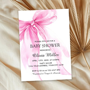 Invitation Baby-Shower Ruban Arc-en-ciel Rose