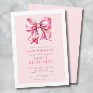 Invitation Baby Shower Ruban Rose