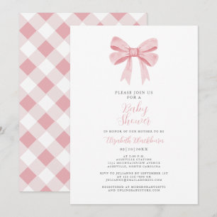 Invitation Baby shower ruban rose Fille coquette Élégant vich