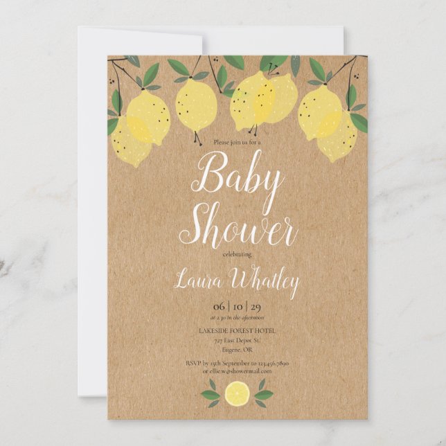Invitation Baby shower Russe Boho Lemons (Devant)