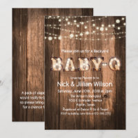 Invitation Baby shower Rustic Baby Q BBQ