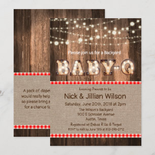 Invitation Baby shower Rustic Baby Q BBQ