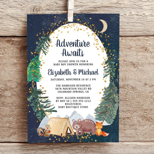 Invitation Baby shower Rustic Camping Adventure Couples (Créateur téléchargé)